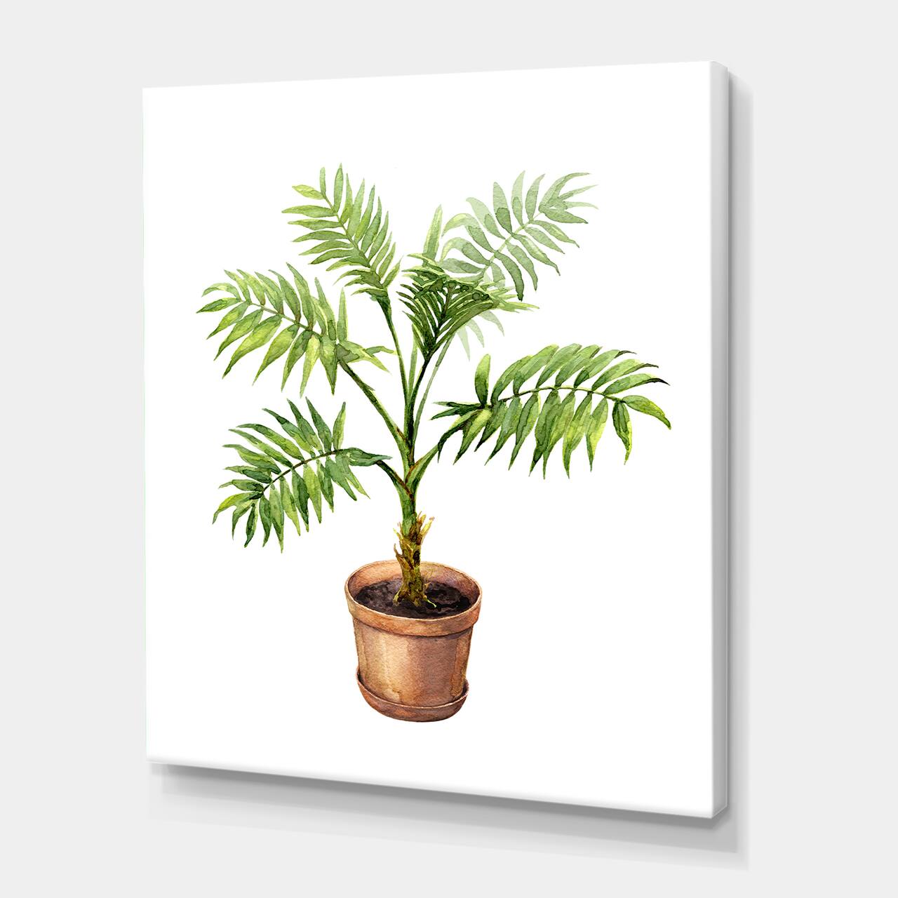 Designart - Palm In Clay Flowerpot - Traditional Canvas Wall Art Print